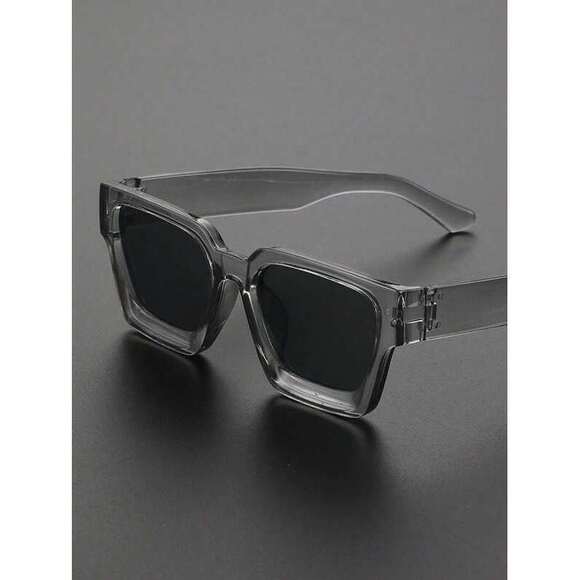 Men\'s Square Plastic Frame Classic Gray Glasses, , Da main image 3